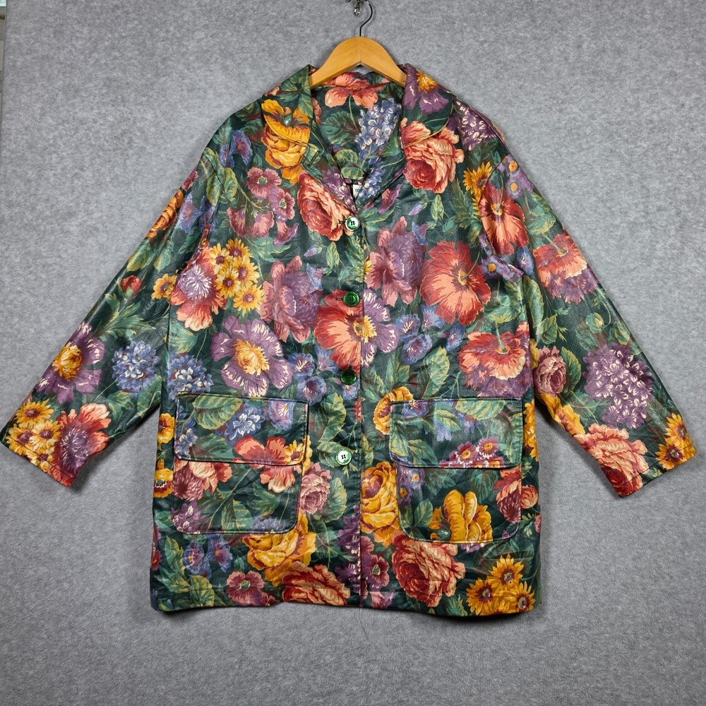 Vintage Nordic House Designs Raincoat Womens Size OS Floral Coated Made In USA